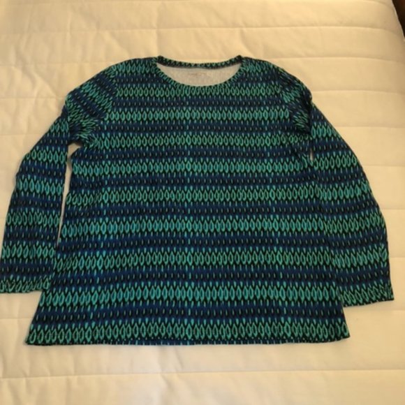 Coldwater Creek Blue Patterned Long Sleeve - Picture 1 of 3
